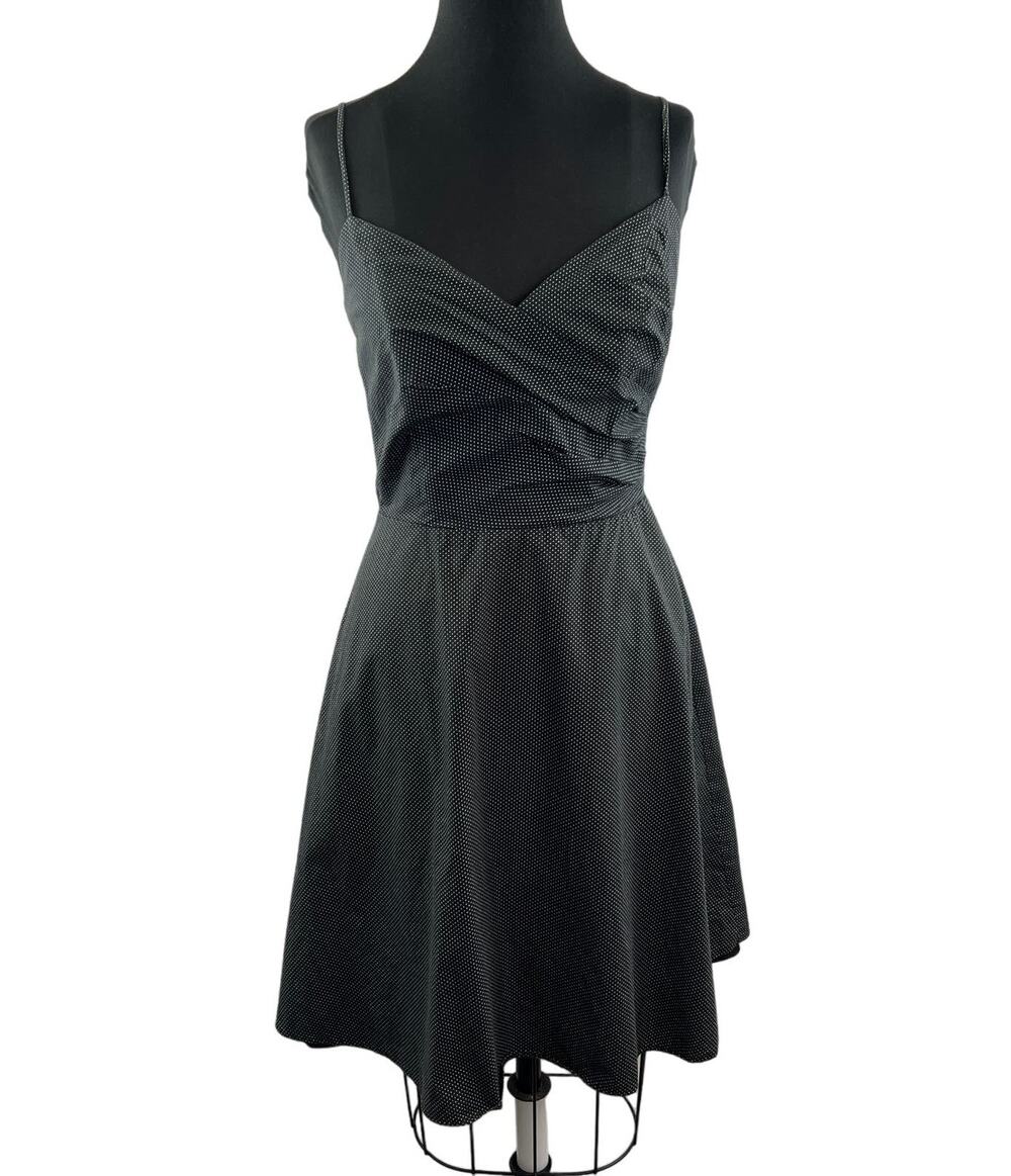 A.B.S. By Allen Schwartz Black White Dress Polka Dot Sweetheart Neck Zipper Sz 8